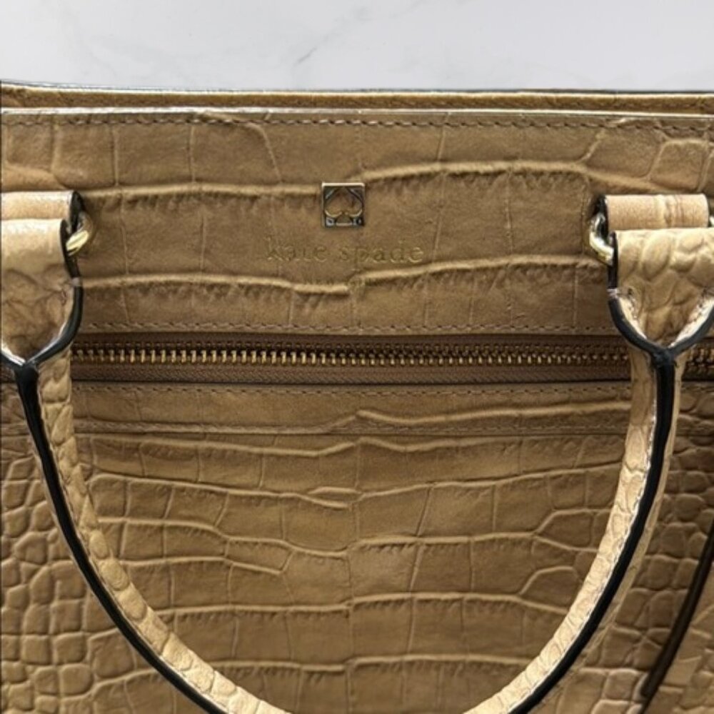 Cream Kate Spade Romy Perri Lane Croco Rosy Beige Bag - Picture 2 of 15
